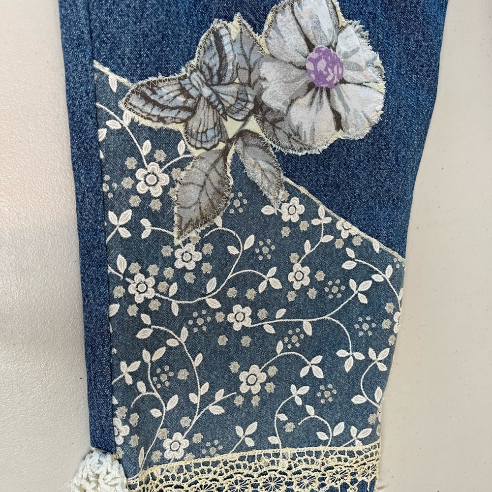 Faded Glory Floral Patchwork Denim Jumpsuit - Picture 13 of 17